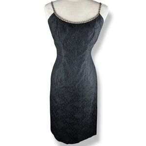 Lilli Diamond Black Lace‎ Wiggle Dress Womens Size Small Glam Vintage 50s 60s